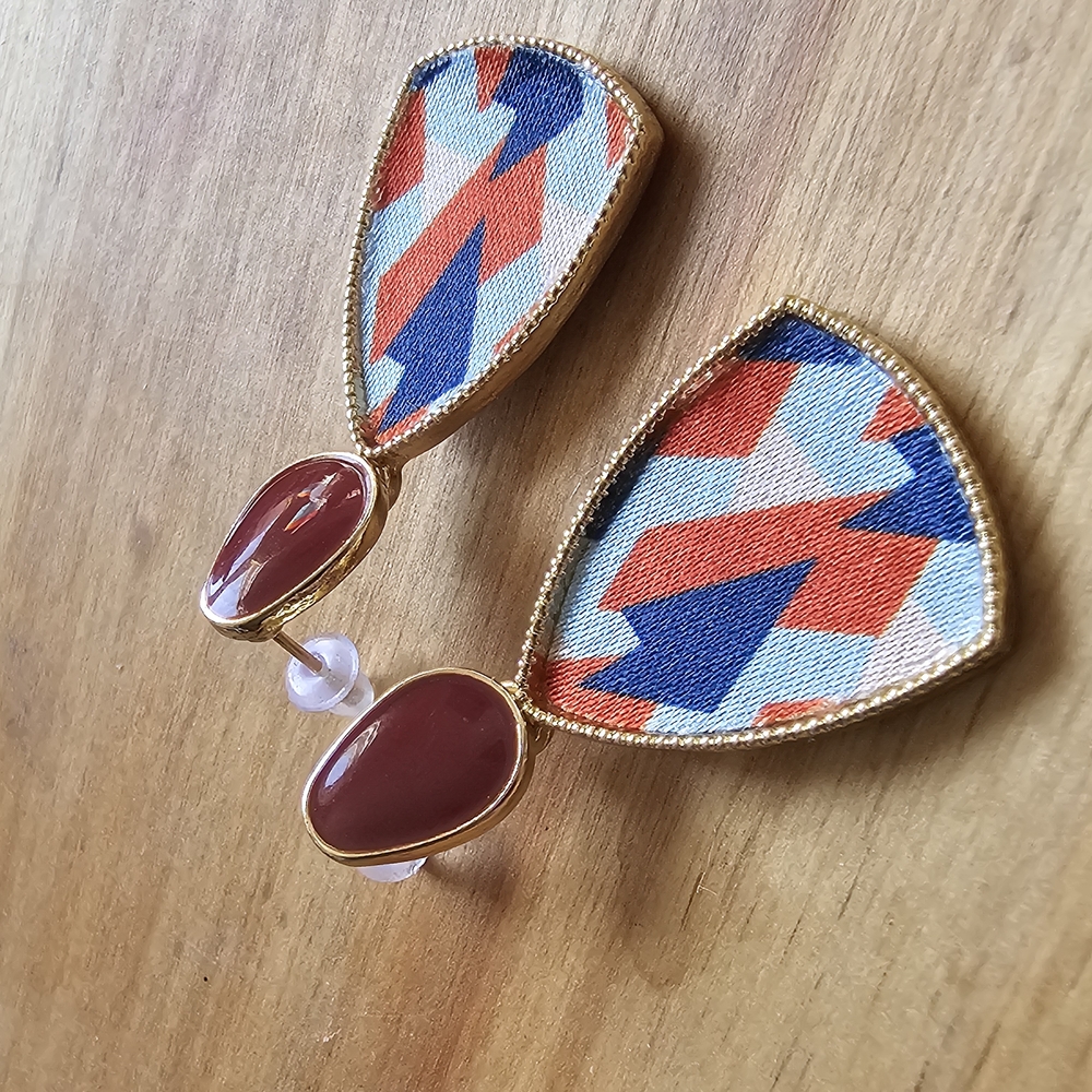 Geometric Gold and Multicolor Earrings